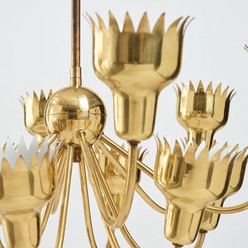 Hans Bergström, a "Beehive", brass chandelier, Atleljé Lyktan, Sweden 1940's.