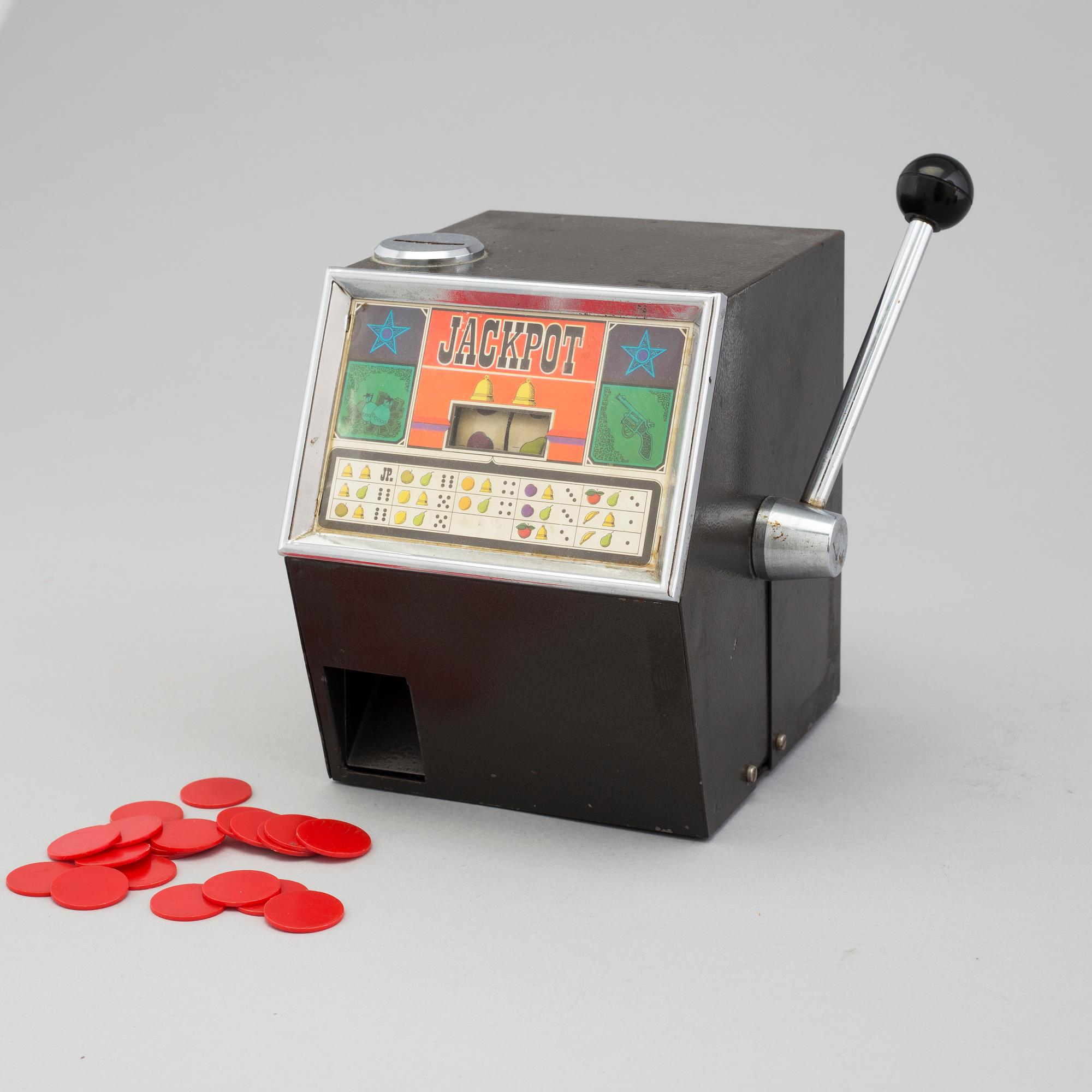 SPELAUTOMAT, så kallad enarmad bandit, "Jackpot", troligen 1950-tal.