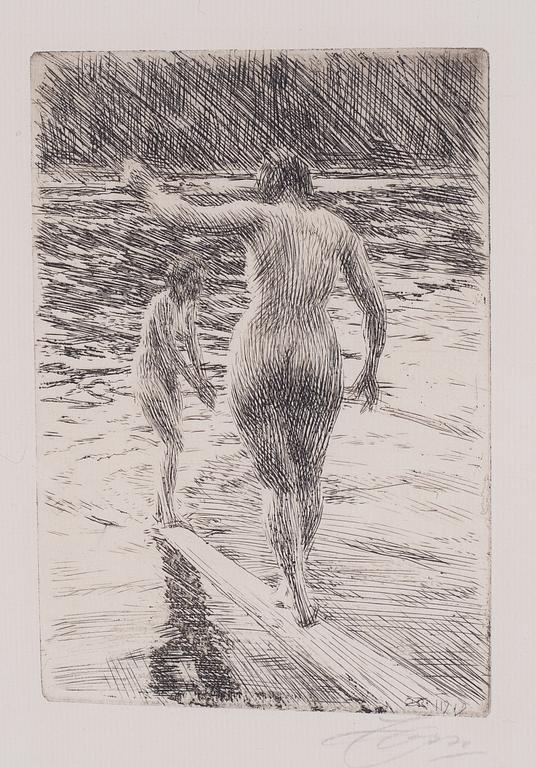 Anders Zorn, etching, 1919, signed in pencil.