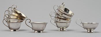PUNSCHMUGGAR, 6 + 6, silver, HÅBK samt ARÖ, 1930-tal. Vikt 470 g.