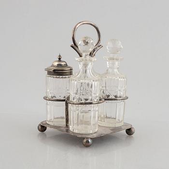 A silver-plate cruet-set, Shefflied, England, first half of the 20th century.