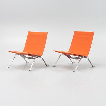 Poul Kjaerholm, a pair of 'PK-22' easy chairs, Fritz Hansen, Denmark, dated 1988.