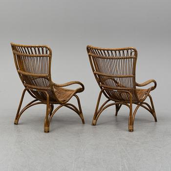 A pair of bamboo and rattan easy chairs, Sika-Design.