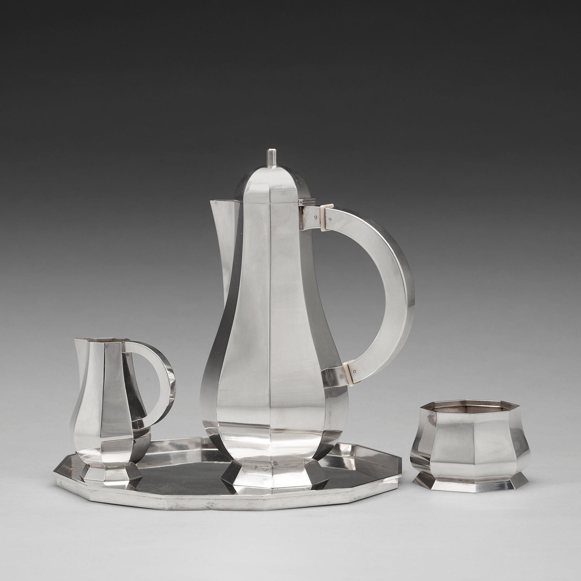 Wiwen Nilsson, A Wiwen Nilsson sterling coffee service with a tray, Lund, Sweden 1967.
