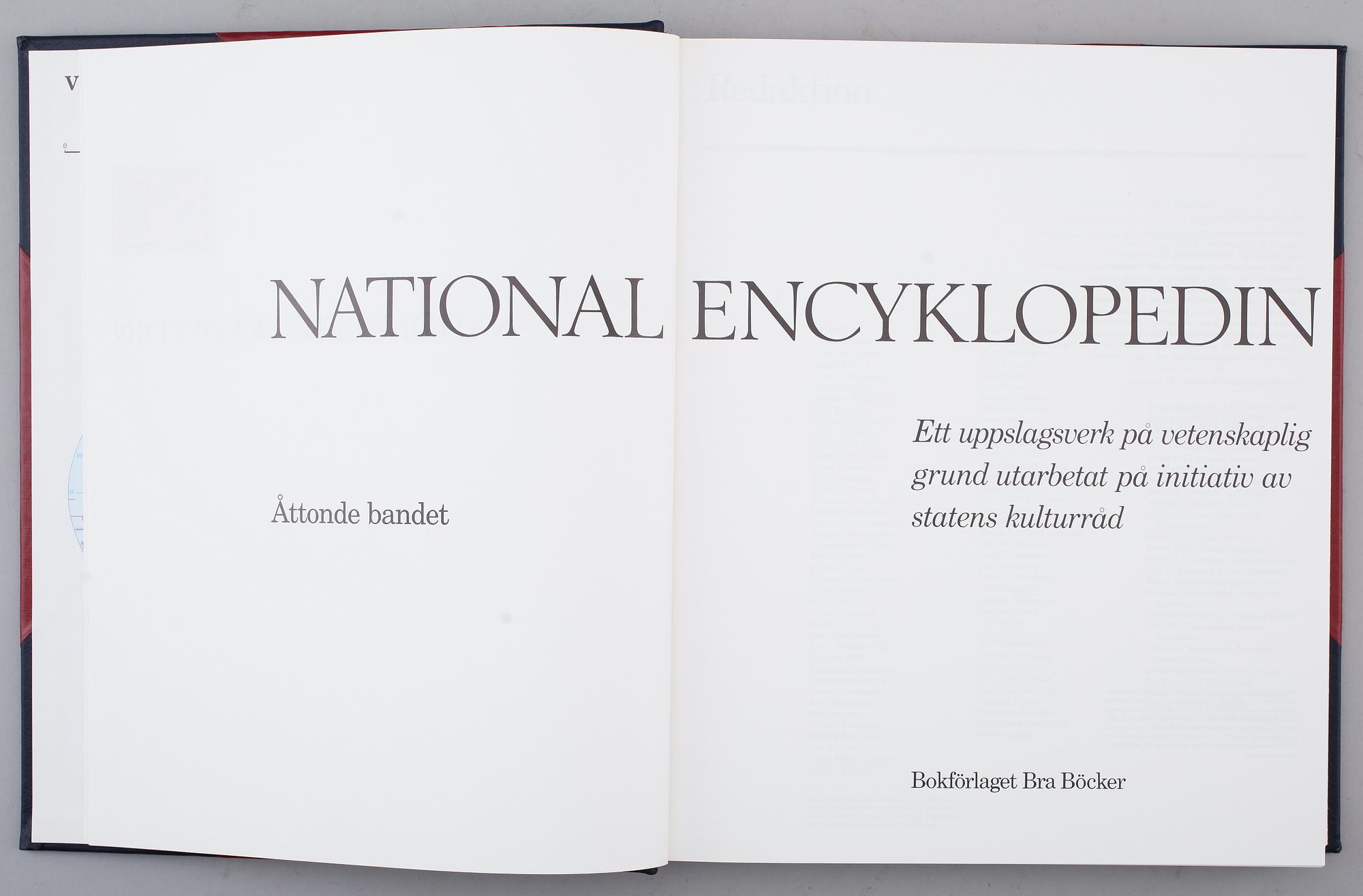 BÖCKER: NATIONALENCYKLOPEDIN, Bra Böcker, 1989, 20 volymer samt Atlas.