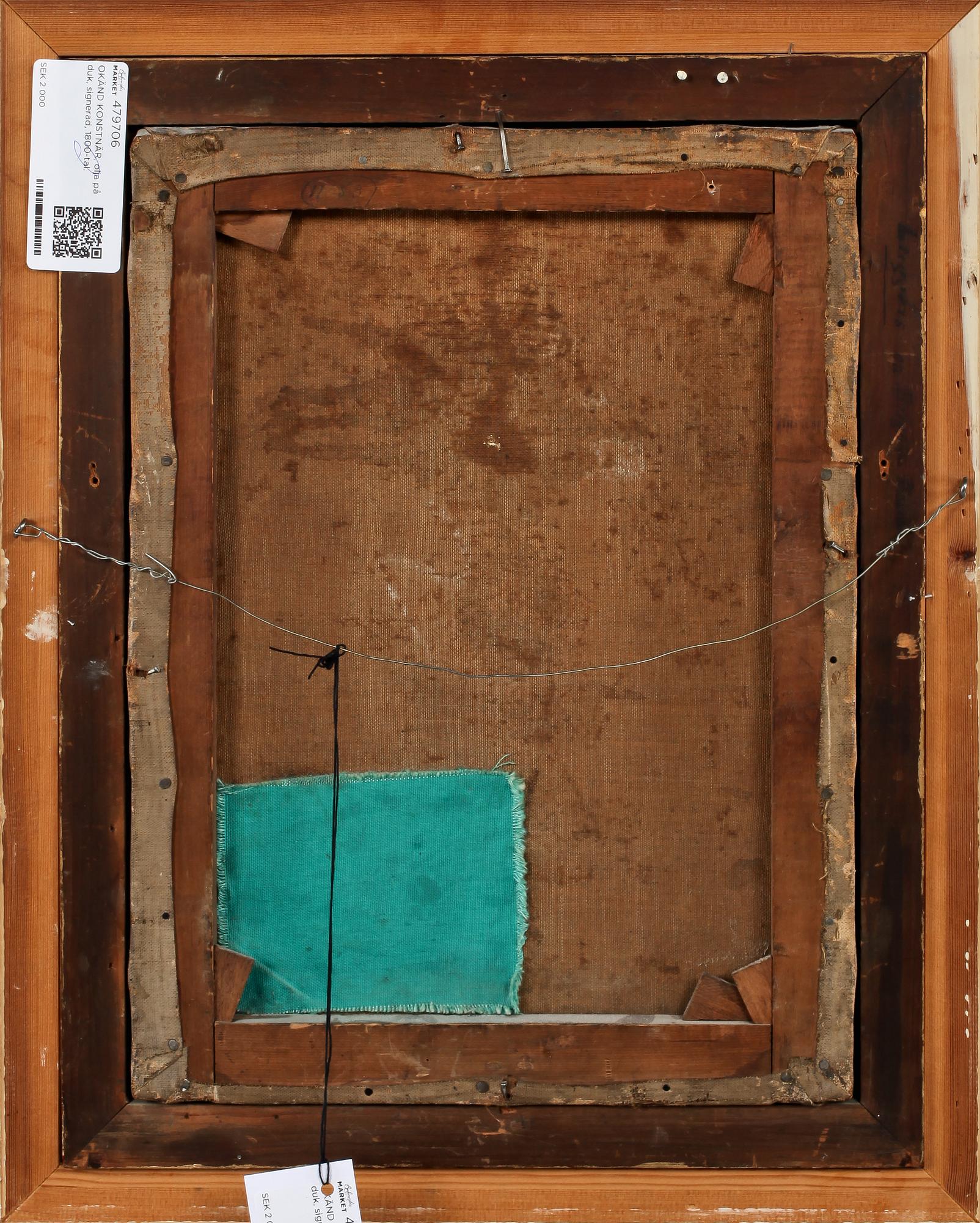 OKÄND KONSTNÄR, olja på duk, signerad, 1800-tal.