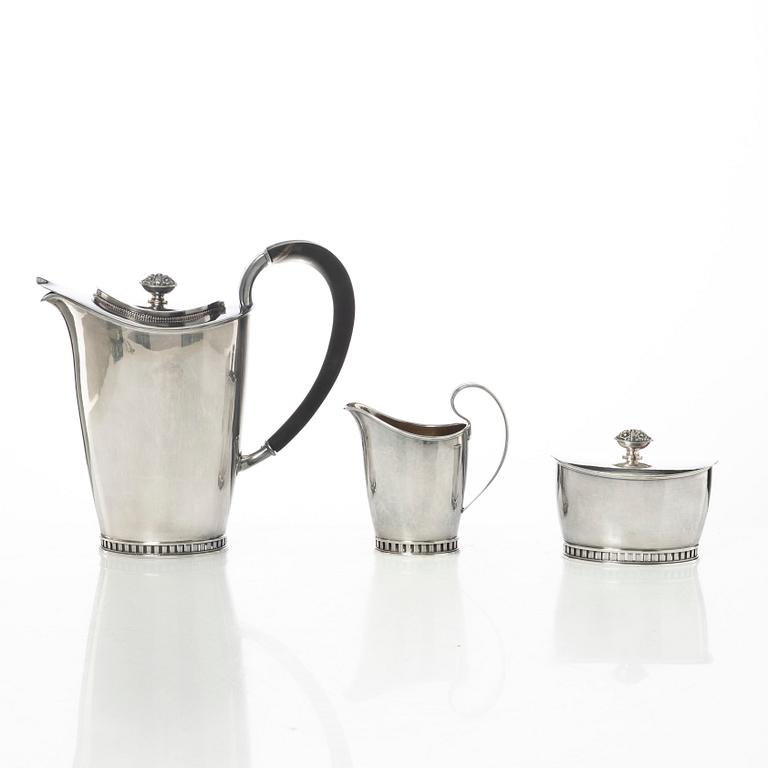 Sven-Arne Gillgren, Kaffeservis, 3 delar, silver, Swedish Modern, Stockholm 1965.