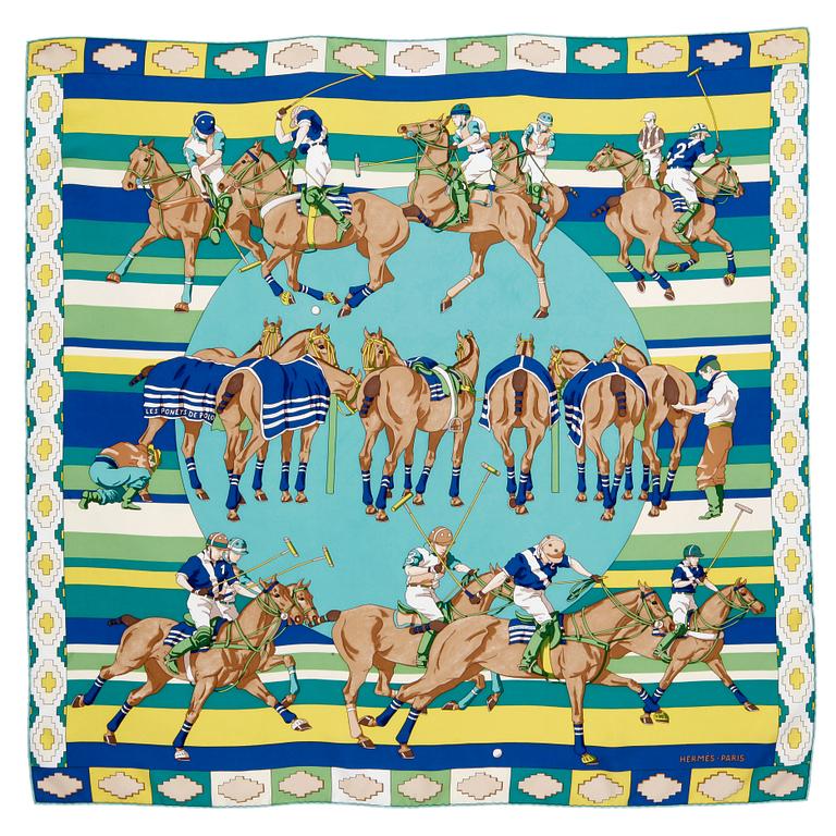 HERMÈS, scarf, "Les poneys de polo".