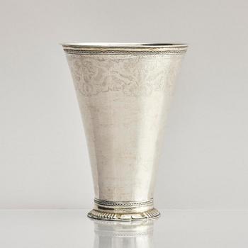 A Swedish 18th century parcel-gilt silver beaker, mark of Christoffer Wasserman, Lindesberg (1734-1770).