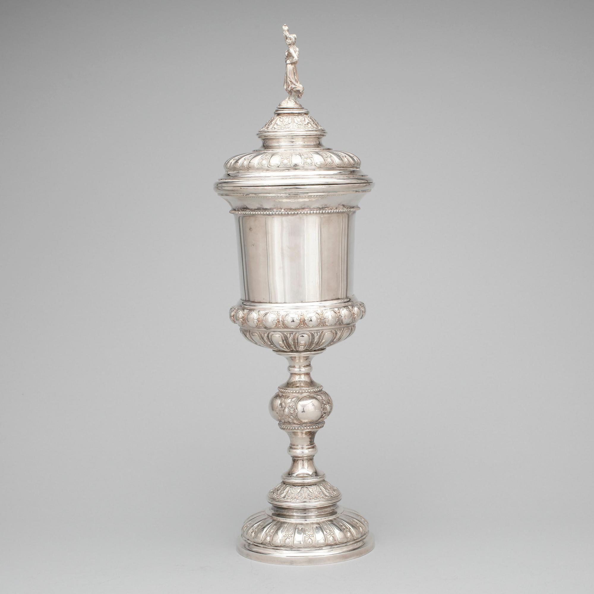 POKAL med LOCK, nysilver, renässansstil, 1800-talets slut.