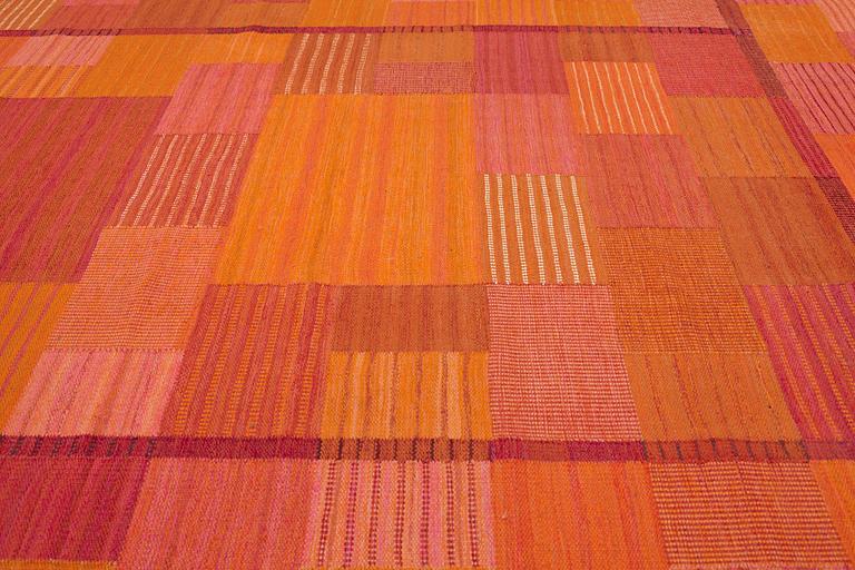 Marianne Richter, MATTO, "Fasad, orange", flat weave, ca 351,5 x 253,5 cm, signed AB MMF MR.