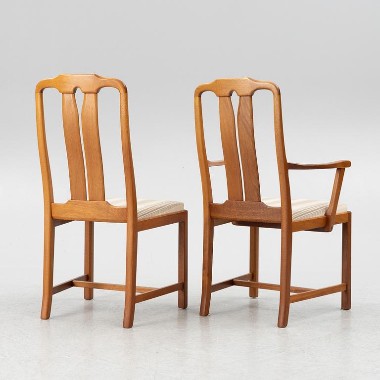 Carl Malmsten, matbord, 2 karmstolar och 4 stolar. Åfors Möbelfabrik.