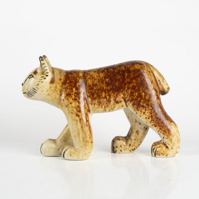 Lisa Larson, figurin, "Lodjur", för NK, Nordiska Kompaniet i samarbete med WWF, Gustavsberg.