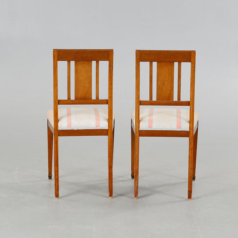 A sofa, six chairs and one table in Swedish Karl-Johan style, made in the first half of the 20th century.