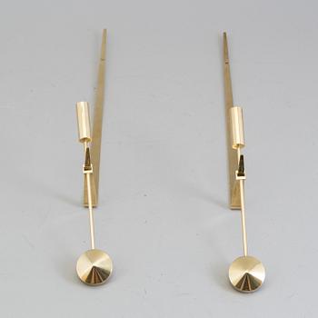 A pair of brass wall sconces by Pierre Forsell for Skultuna, second half of the 20th century.