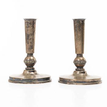 A pair of silver candelabra, MGAB, Uppsala 1951.