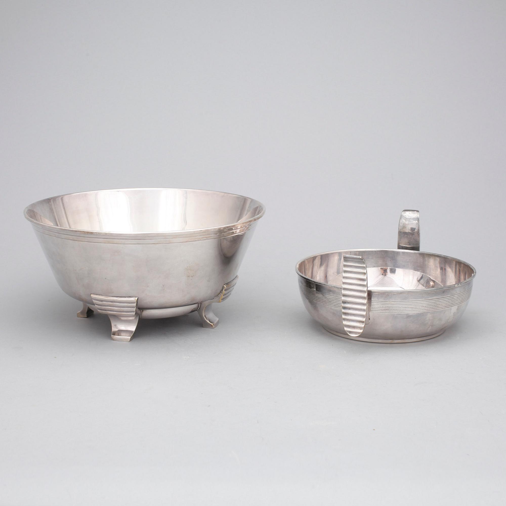 SKÅLAR, 2 st, nysilver, Fabriks AB Kronsilver, 1930-tal.