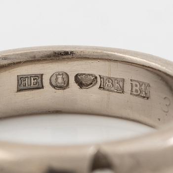 Ring 18K white gold with three round brilliant-cut diamonds, Engelbert.