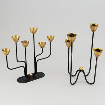Gunnar Ander, two candelabras, Ystad metall.
