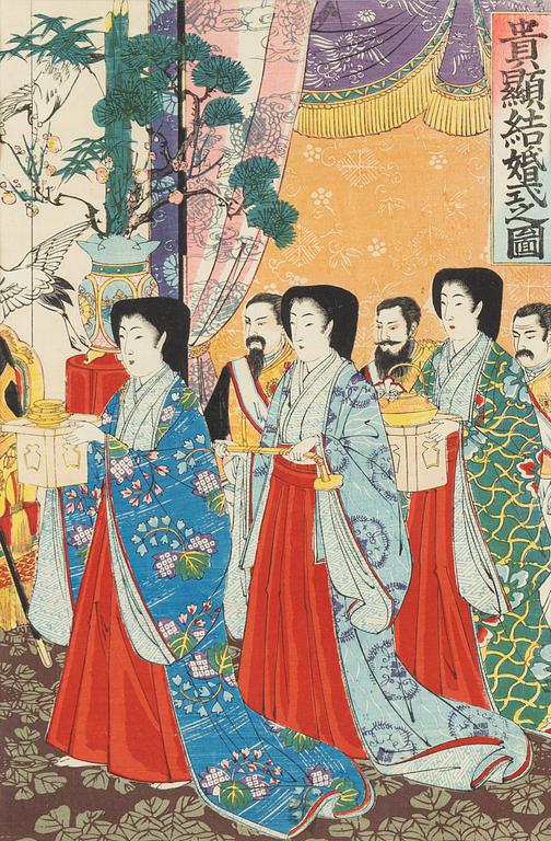 Nobukazu Yōsai, woodblock print in colours, Japan, Meiji period (1868-1912).