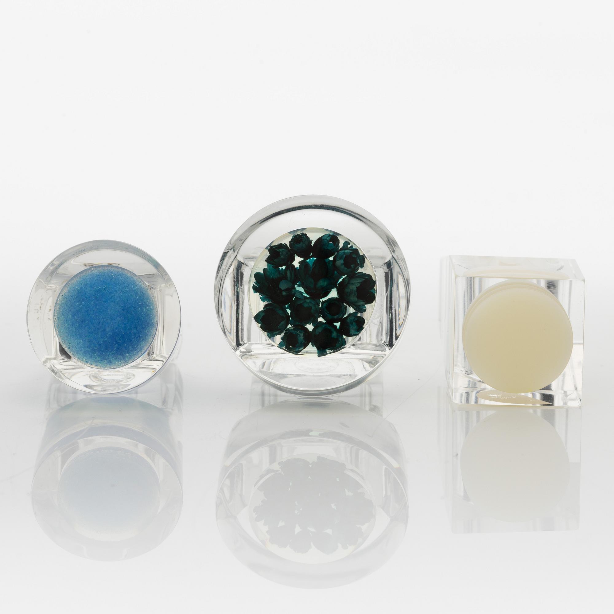 Siv Lagerström, three acrylic plastic rings, 1970s.