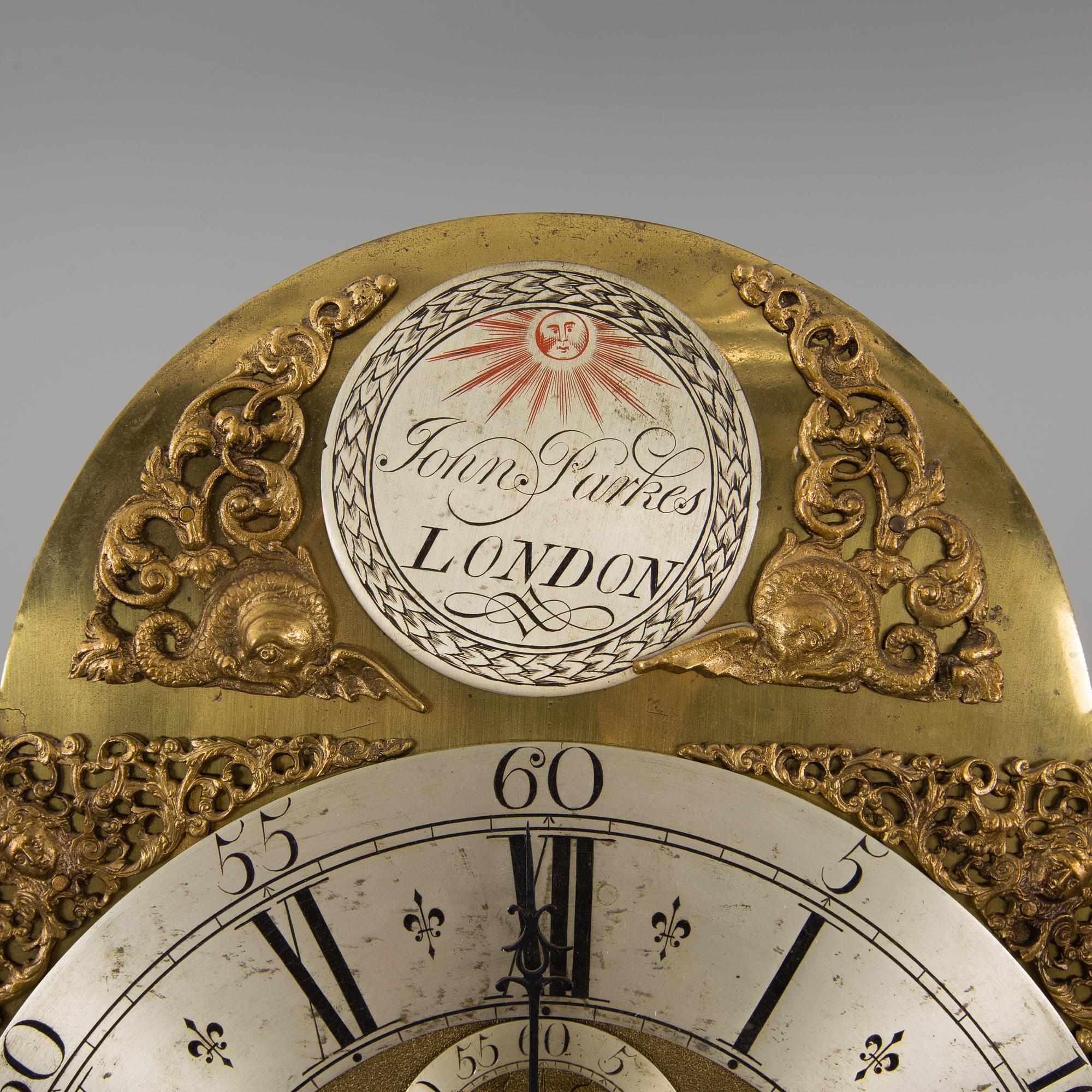 A mahogany veneered grandfather clock by John Parkes London.