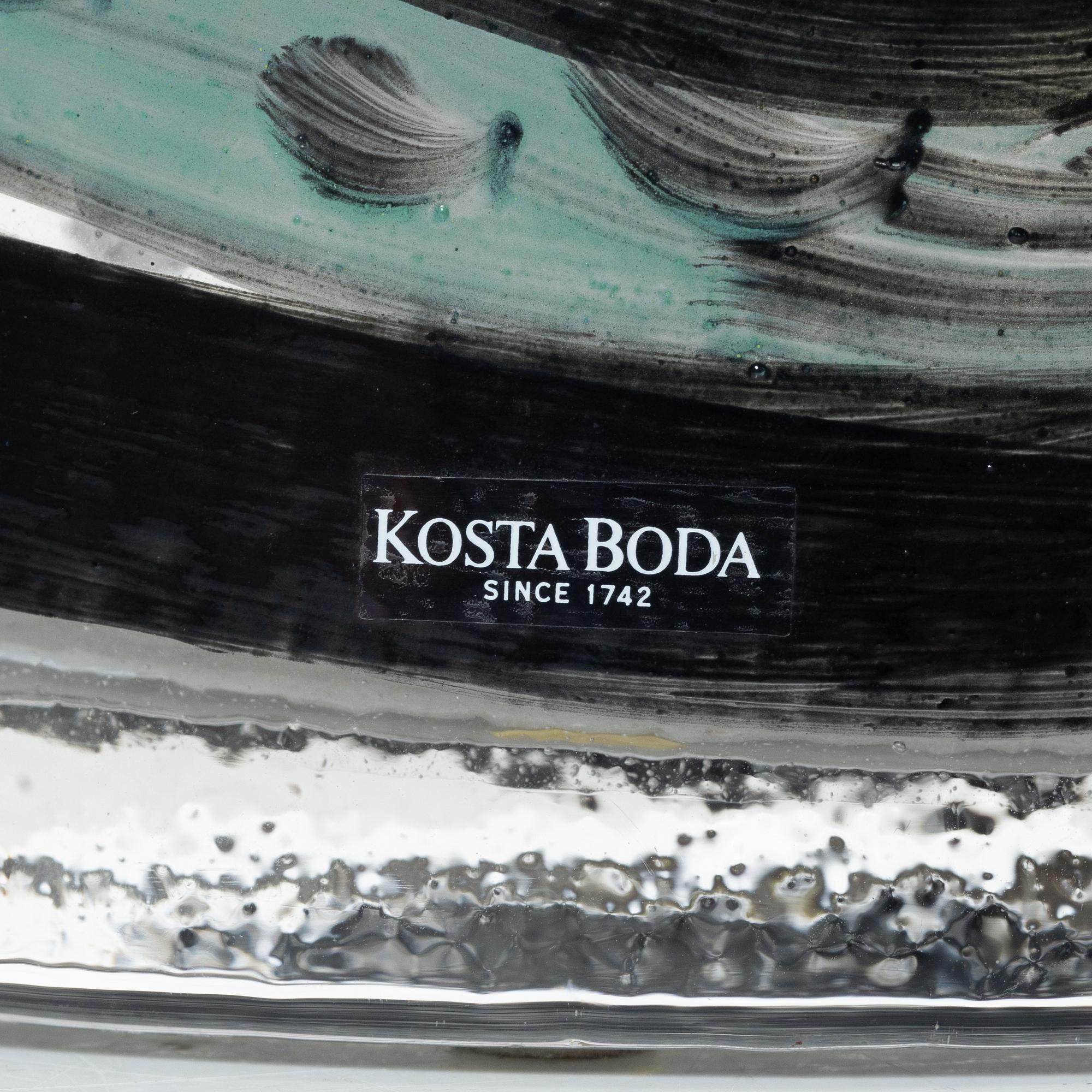 Ulrica Hydman-Vallien, a painted glass vase, Kosta Boda, ed 8/30.