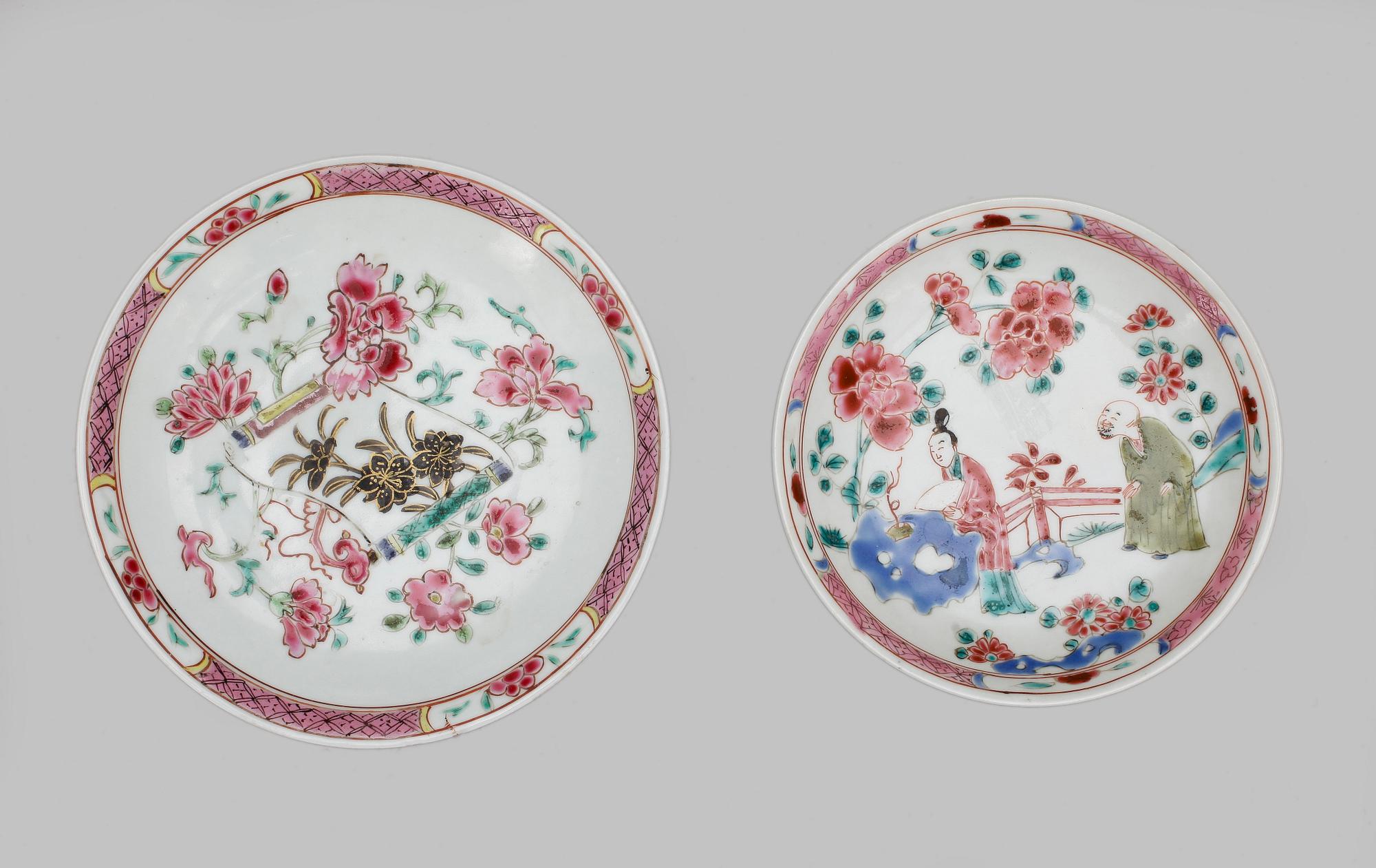 PARTI PORSLIN, 7 delar, bla Qianlong, Kina 1700-1900-tal.