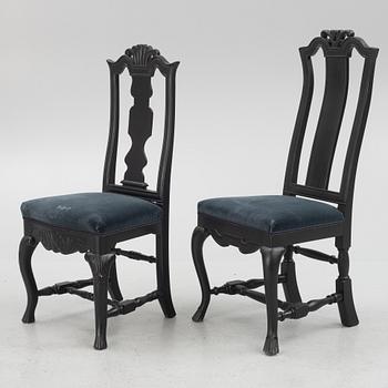 Chairs, 4+2+1, Baroque style and Rococo, 20th century and 18th century.