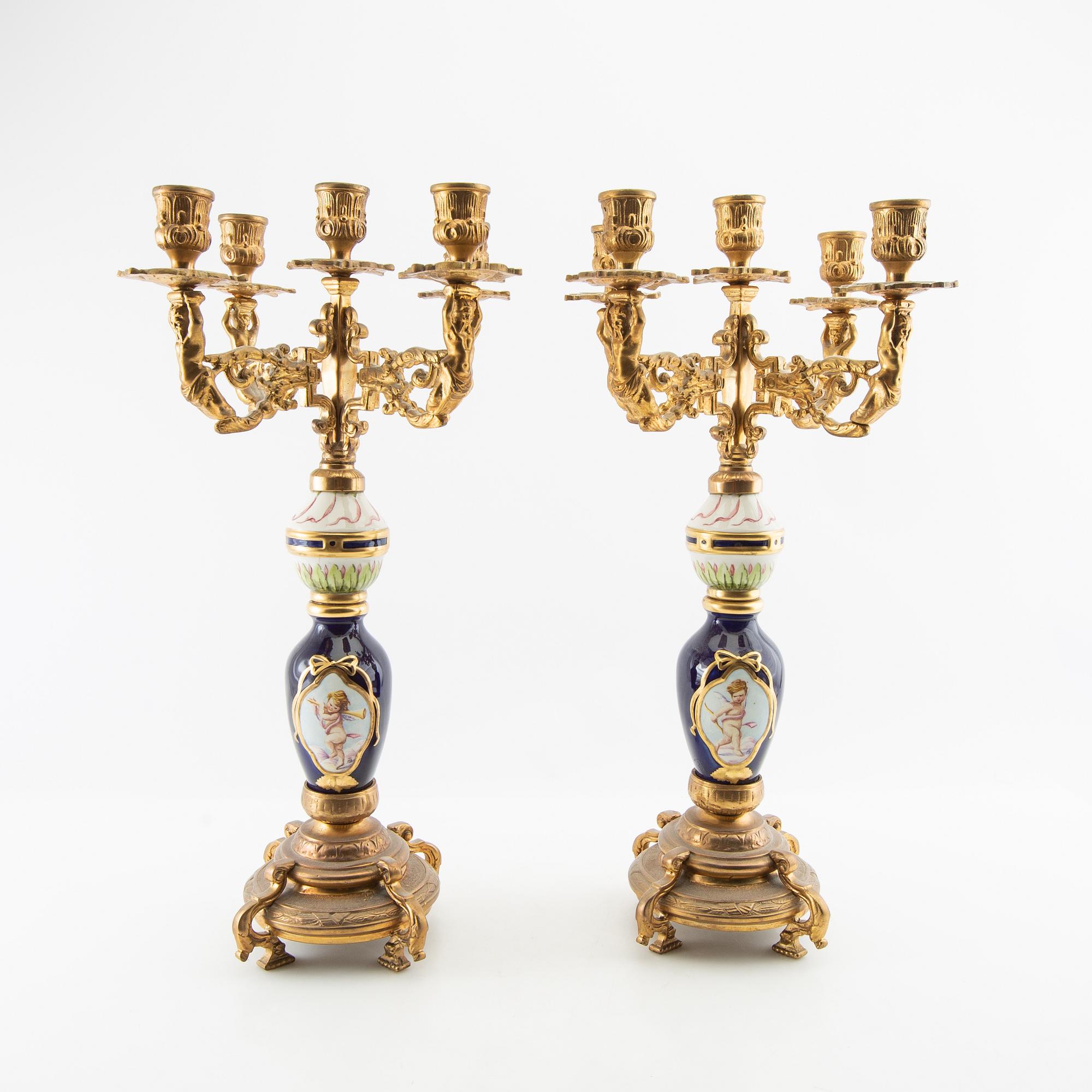 Candelabras, a pair in the Louis XV style, first half of the 20th century.