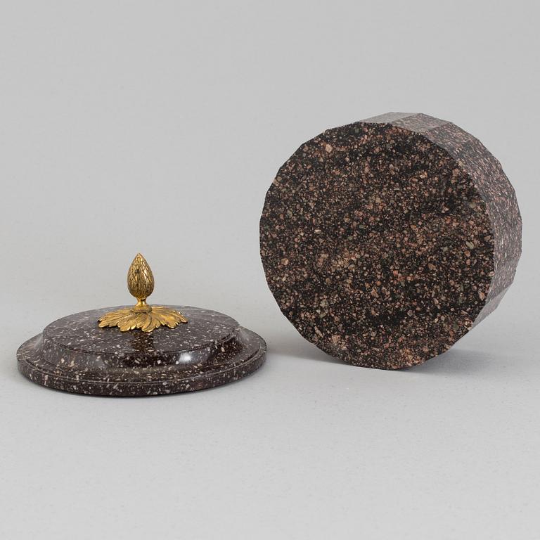 A Swedish Empire 19th century porphyry butter box.