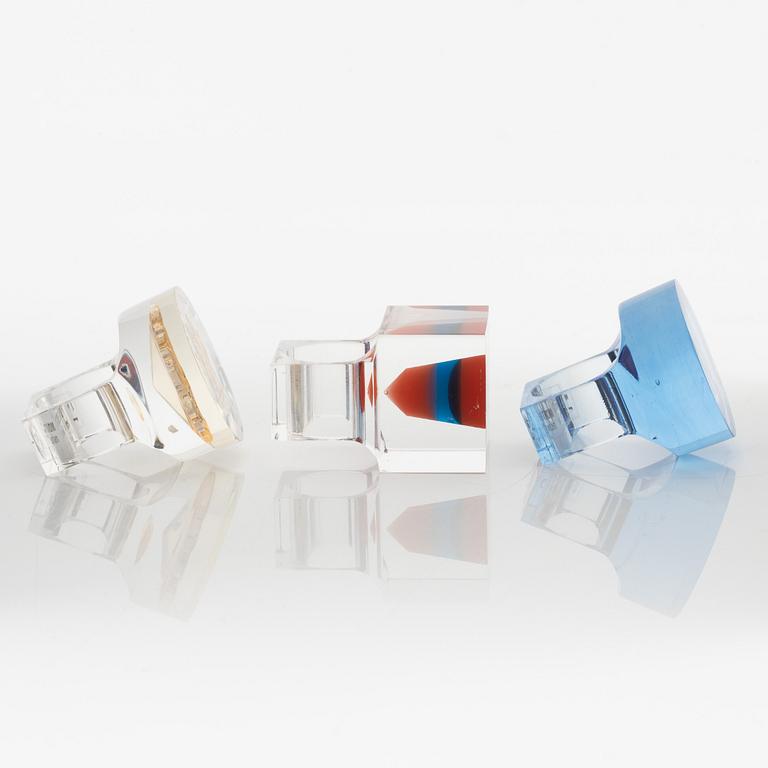 Siv Lagerström, three acrylic plastic rings, 1970s.