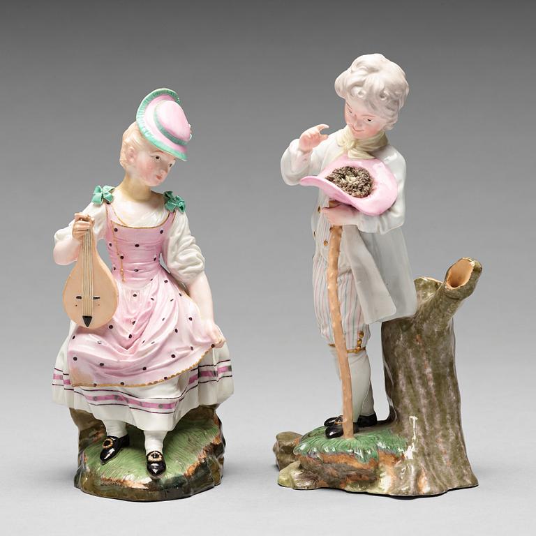 FIGURINER, två stycken, porslin. Höchst, 1700-tal.