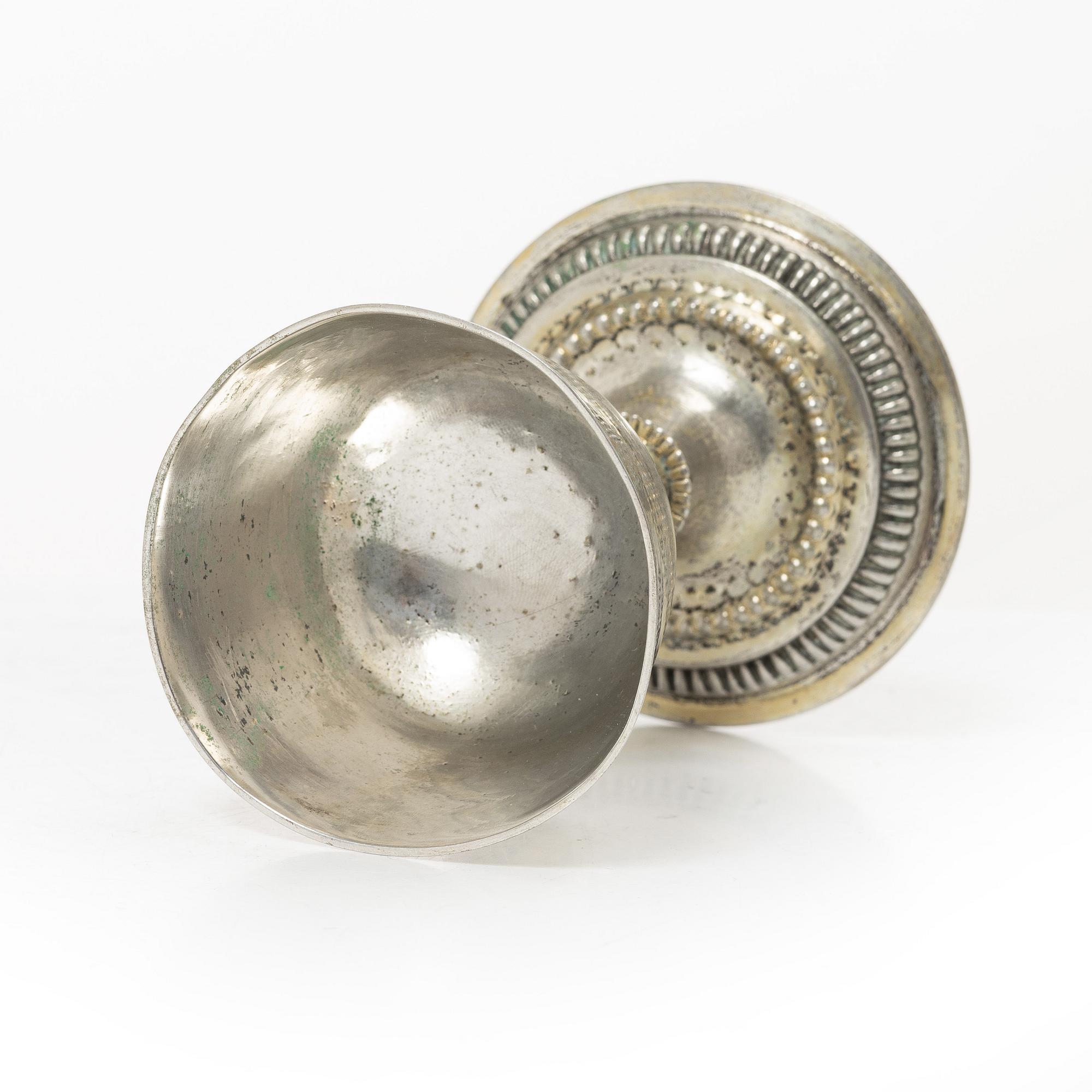 An 18th century Northern Europe parcel-gilt silver chalice, unmarked.
