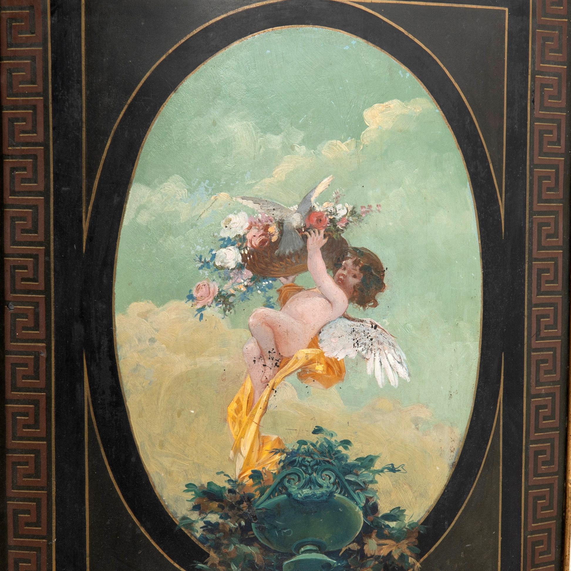 Brass shade, painted by Vicke Andrén, 19th century.