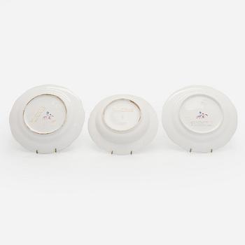 Three porcelain plates, by the Imperial Porcelain Factory in Saint Petersburg, period of Paul I 1796-1801.
