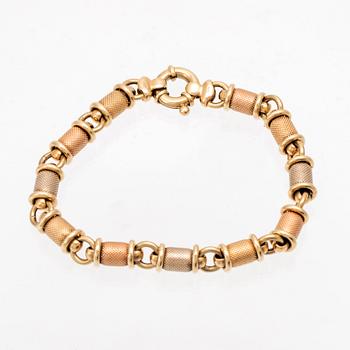 A 14K white, rosé and yellow gold bracelet, Italy.