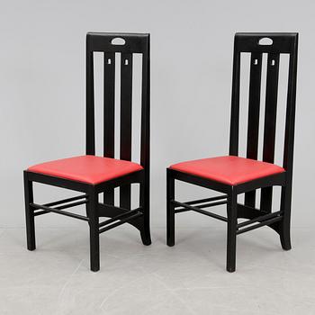 STOLAR, ett par, efter Charles Rennie Mackintosh, modell "Ingram low" 1900/2000-tal.