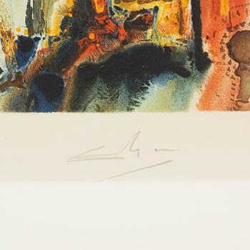 Salvador Dalí, färglitografi, 1970, signerad LVII/CXXV.