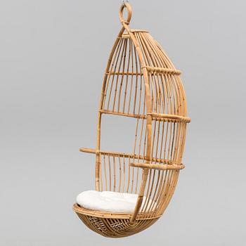 A bamboo and rattan hanging easy chair, second half of the 20th Century.