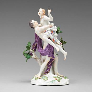 271. FIGURIN, porslin. "Boreas och Oreithyia". Meissen, tidigt 1900-tal.