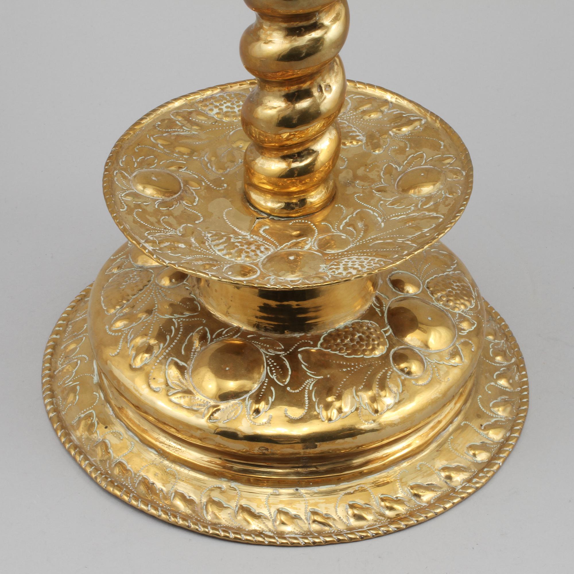 KANDELABER, mässing, barockstil, 1800-tal.