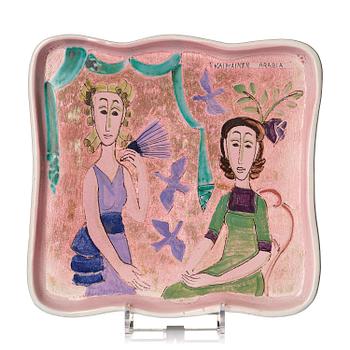 157. Birger Kaipiainen, a ceramic tray, Arabia, Finland 1940s.
