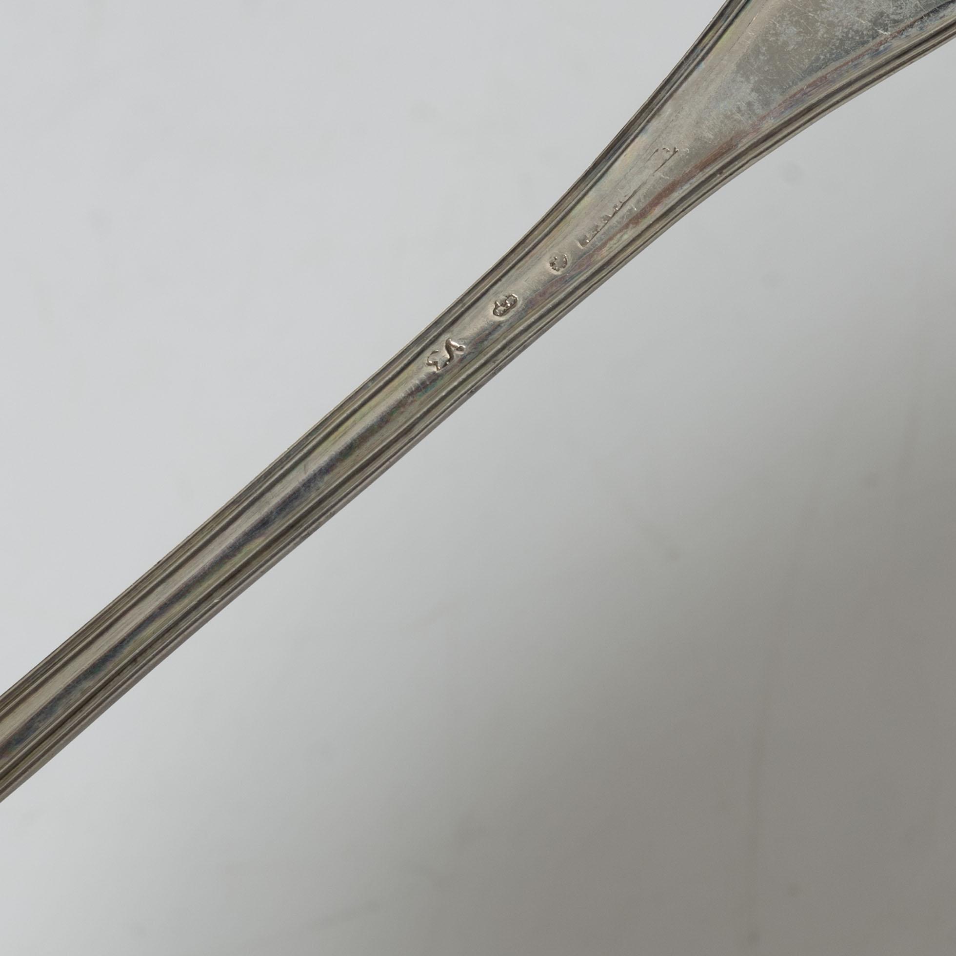 A set of three Swedish silver sauce ladles and a small sauce bowl, mark of Johan Petter Grönwall,  Stockholm 1824-37.