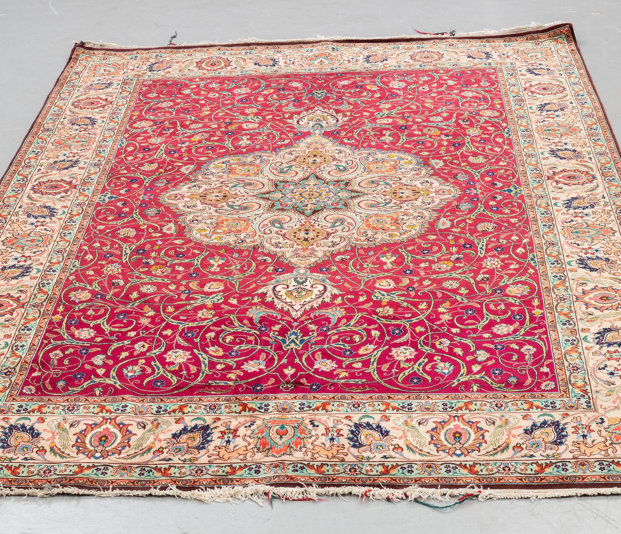 A carpet, Old Tabis, Part silk, ca 292 x 190 cm.