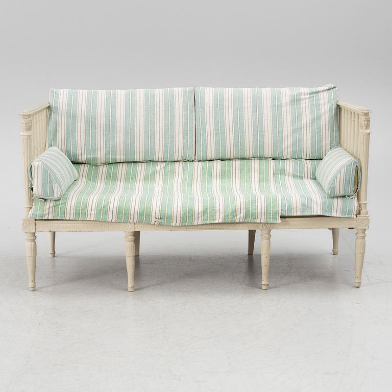 A Gustavian sofa, late 18th century.