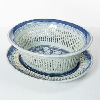 Gallerskål med fat, kompaniporslin, Kina, Qingdynastin, 1800-tal.