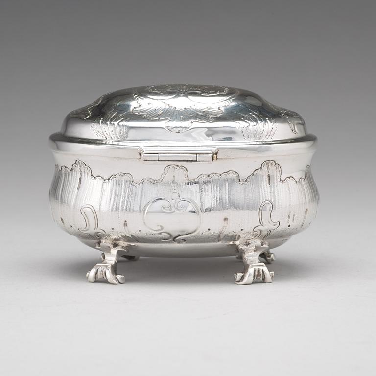 A German 18th century silver Rococo sugar-casket, mark of Johann Gottfried Hildebrandt, Berlin ca 1740-60 (1743-1778).