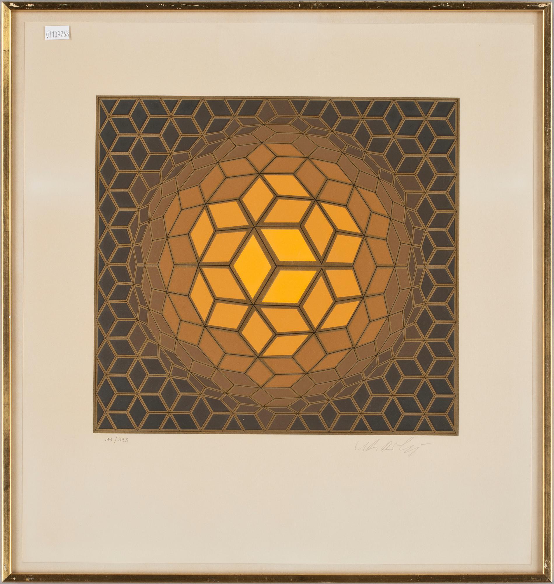 VICTOR VASARELY, 4 st, litografi, sign.