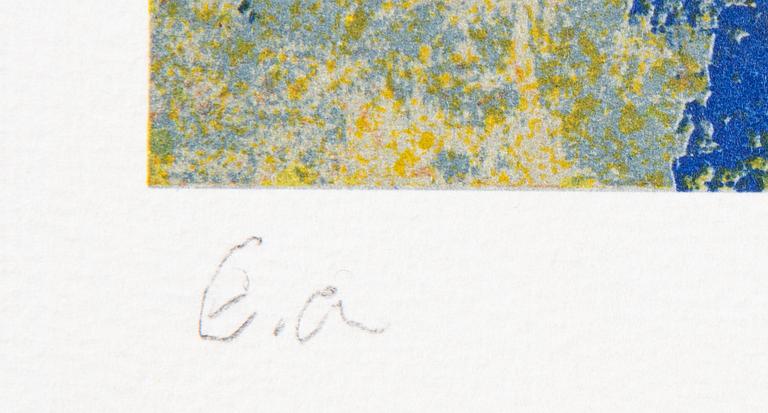 Madeleine Pyk, a colour lithograph, signed EA.